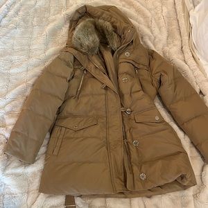 Michael joes parka light brown camel color